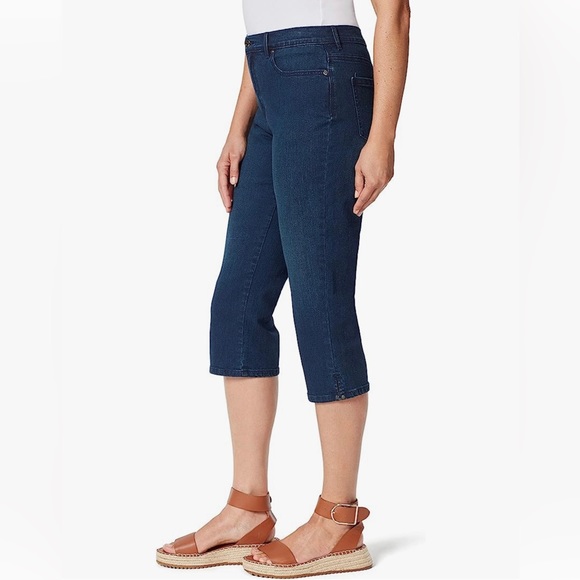 Jeans Capri Gloria Vanderbilt Mujer - Cintura Alta Elástica, Pierna Recta, Efecto Ajuste, Color Hewlett Whiskers, Talla 40